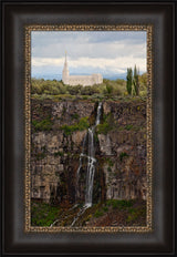 Twin Falls Temple - Waterfall Vertical by Robert A Boyd