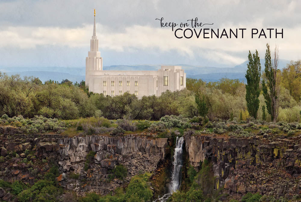 Twin Falls Temple - Waterfall Vertical 12x18 repositionable poster