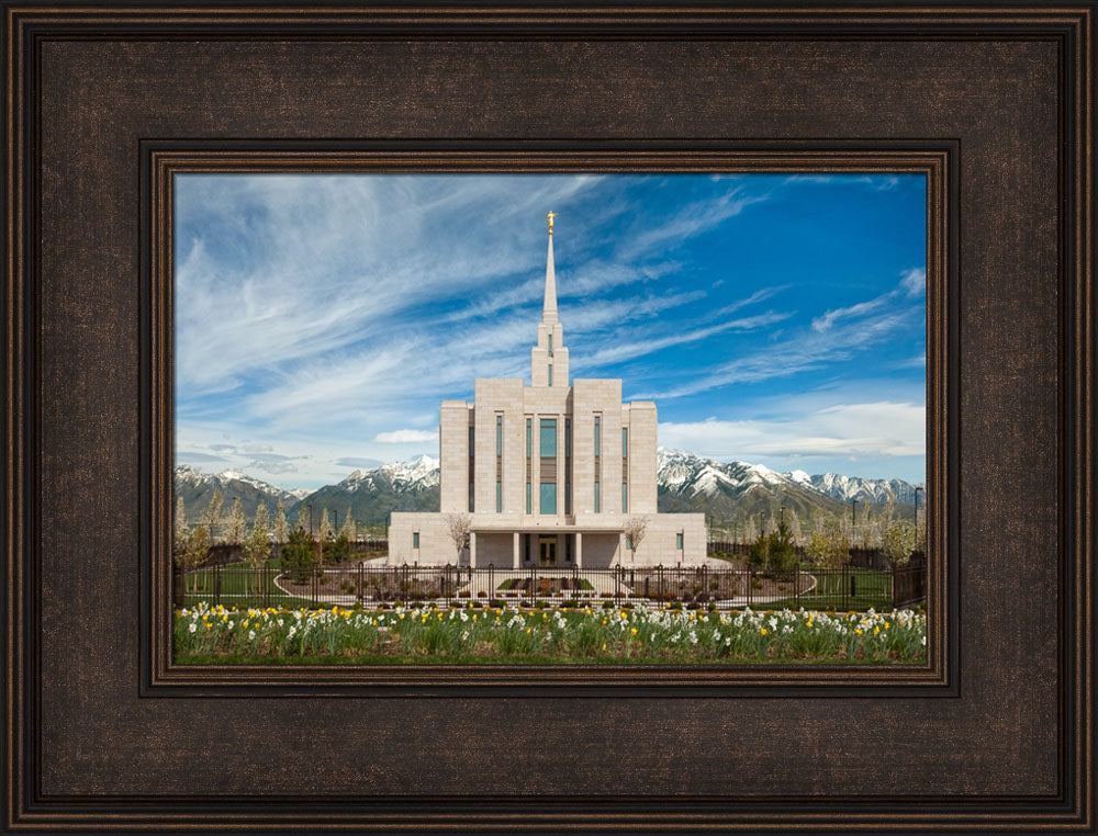 Oquirrh Mountain Temple - Spring Blossoms by Robert A Boyd
