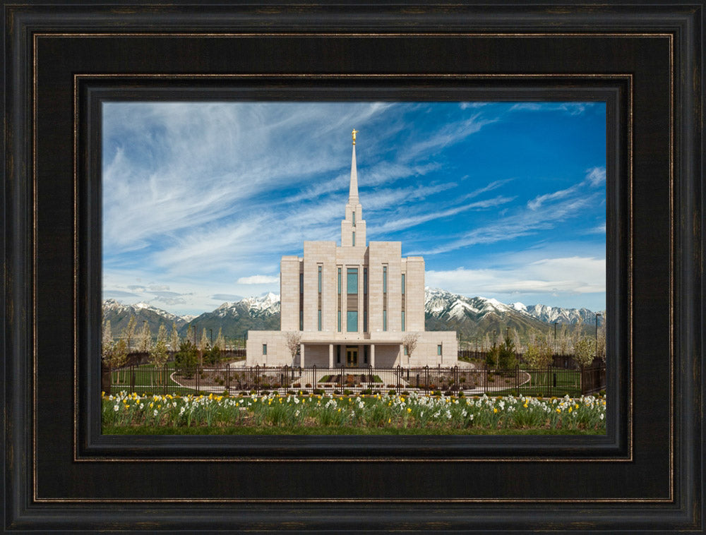 Oquirrh Mountain Temple - Spring Blossoms by Robert A Boyd