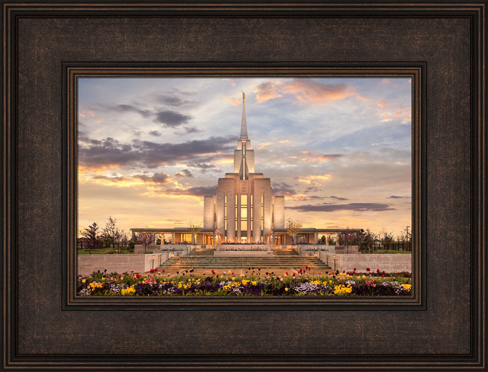 Oquirrh Mountain Temple - Golden Springtime by Robert A Boyd