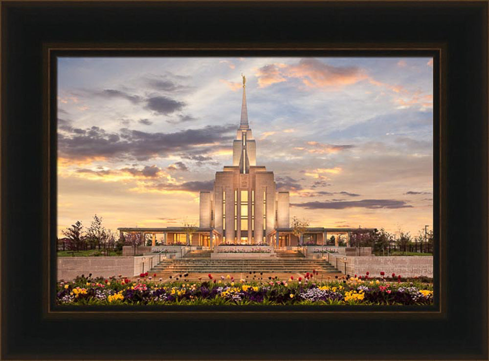 Oquirrh Mountain Temple - Golden Springtime by Robert A Boyd