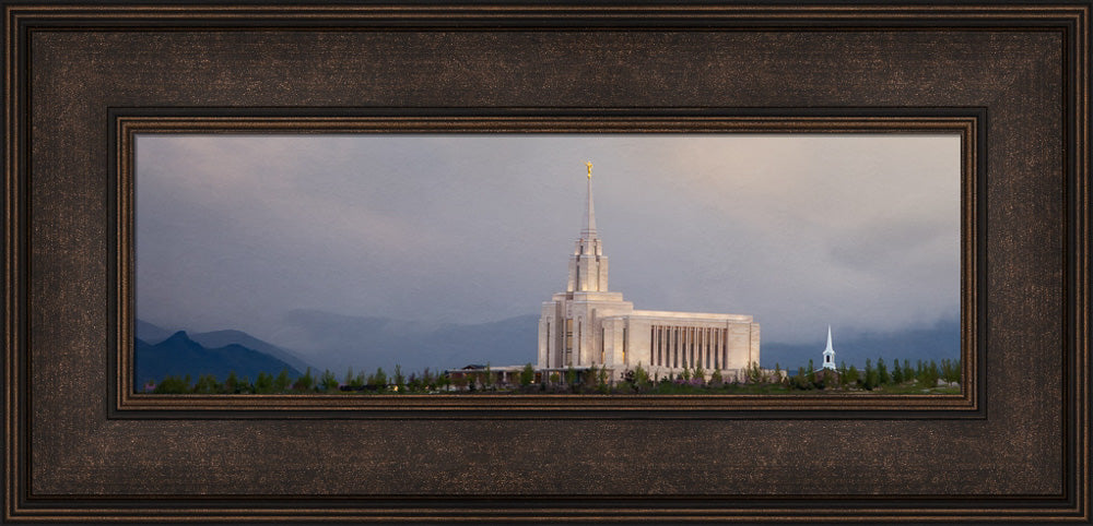 Oquirrh Mountain Temple - Summer Storm panoramic by Robert A Boyd
