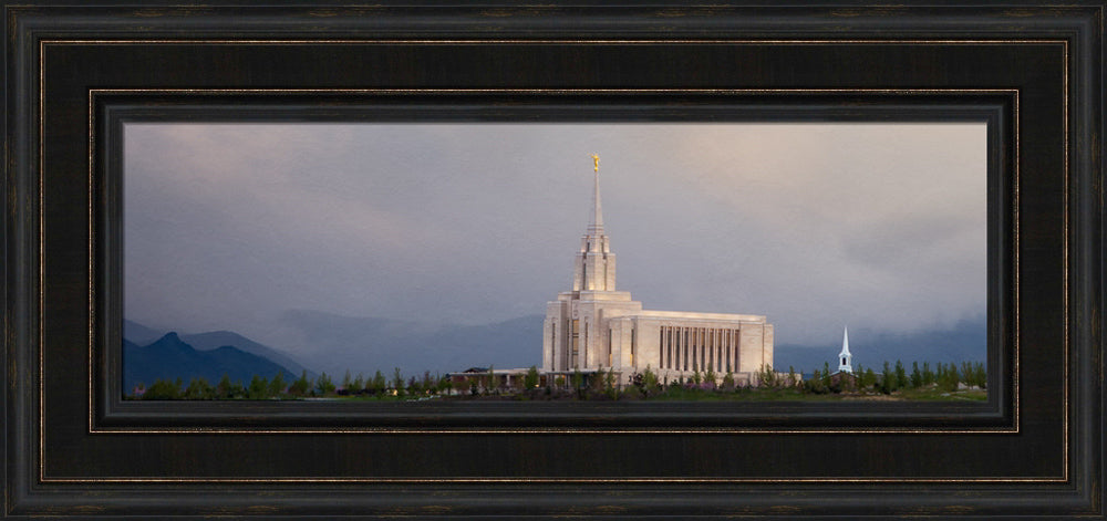 Oquirrh Mountain Temple - Summer Storm panoramic by Robert A Boyd