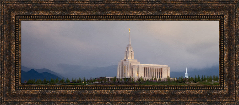 Oquirrh Mountain Temple - Summer Storm panoramic by Robert A Boyd