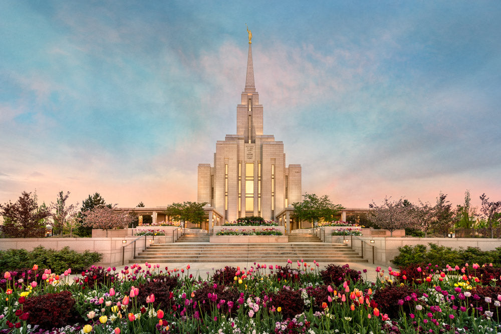 Oquirrh Mountain Temple - Spring Splendor by Robert A Boyd