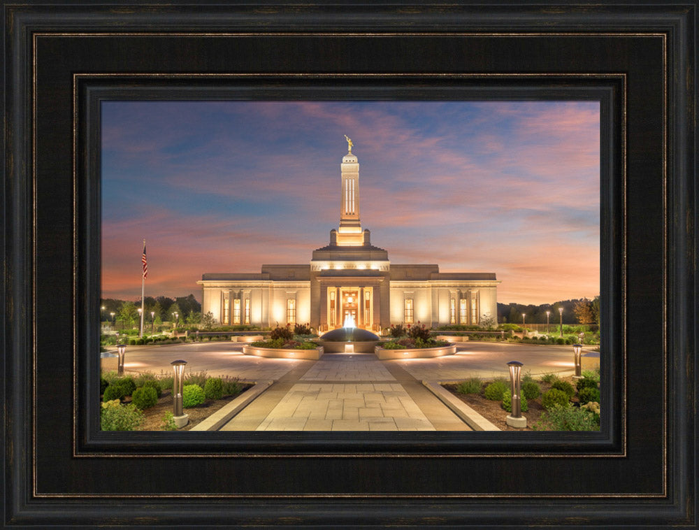 Indianapolis Temple - Sunset by Robert A Boyd