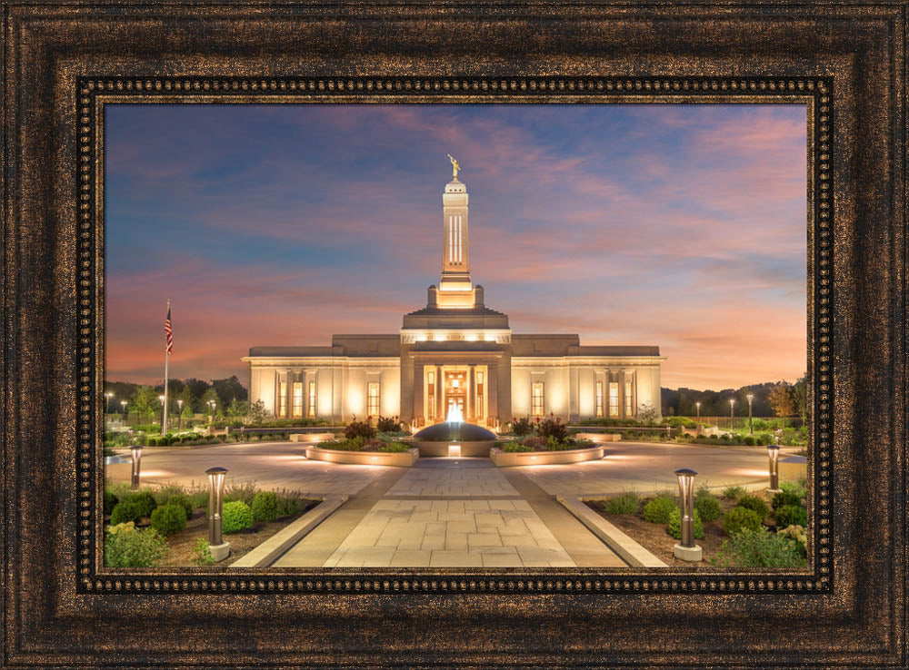 Indianapolis Temple - Sunset by Robert A Boyd