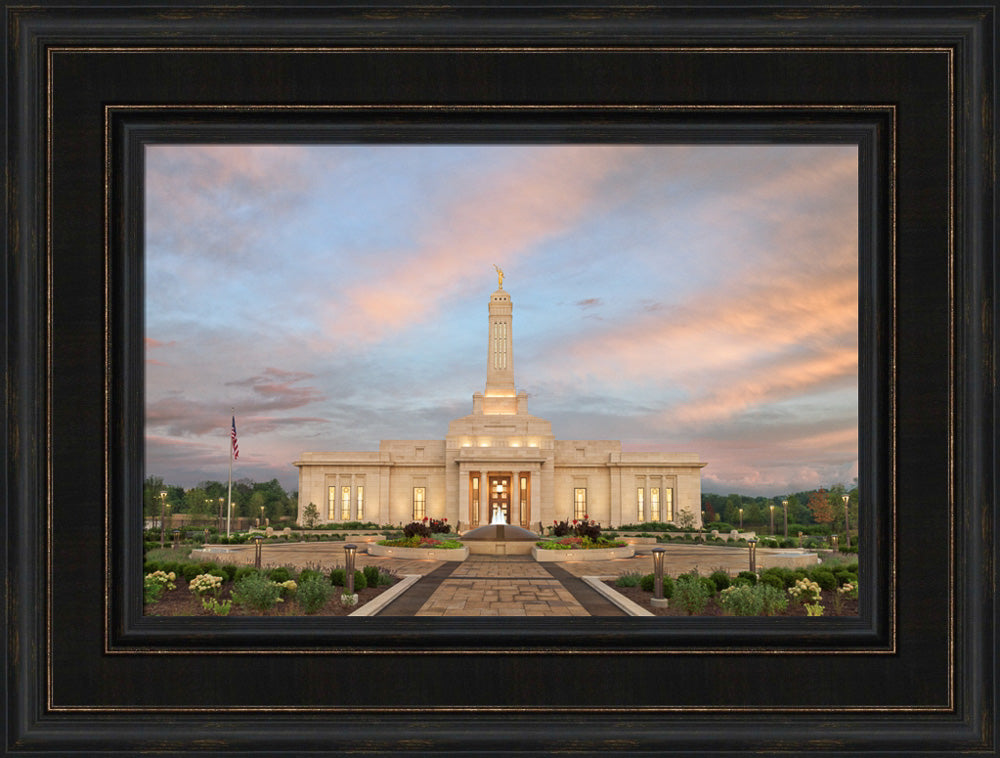 Indianapolis Temple - Sunrise Garden by Robert A Boyd