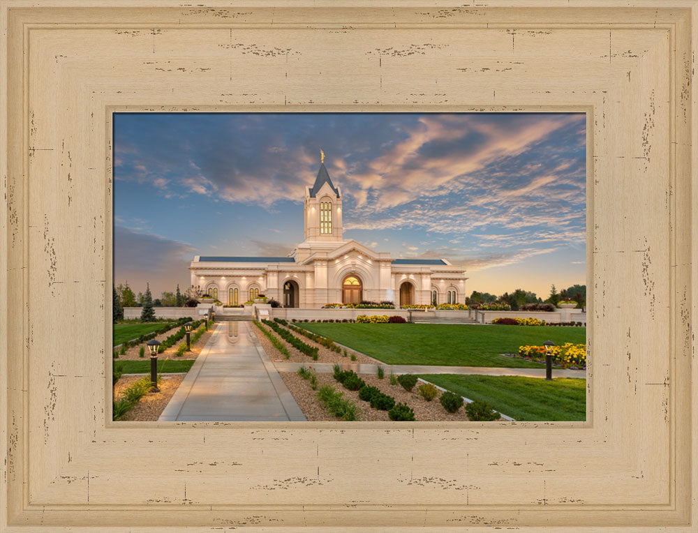 Fort Collins Temple - Sunset Lights by Robert A Boyd