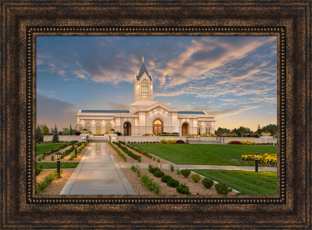 Fort Collins Temple - Sunset Lights by Robert A Boyd