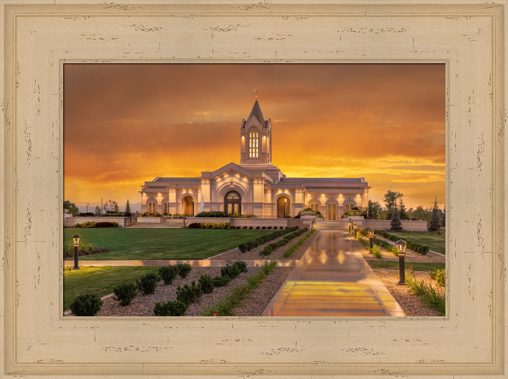 Fort Collins Temple - Amber Sunset by Robert A Boyd