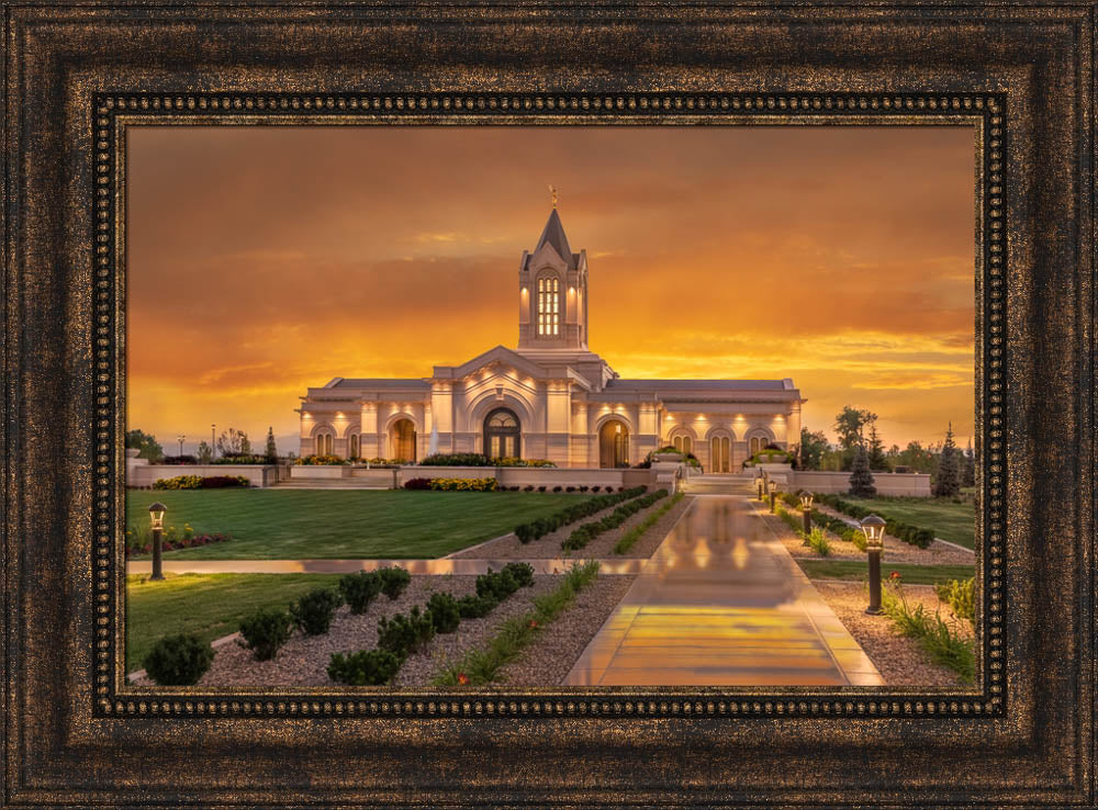 Fort Collins Temple - Amber Sunset by Robert A Boyd
