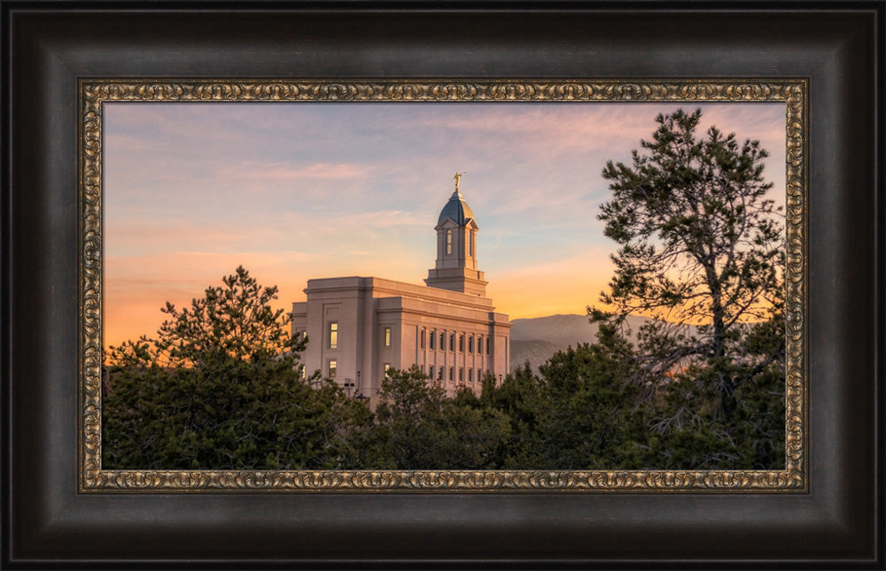 Cedar City Temple - Sunrise by Robert A Boyd