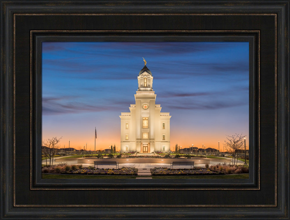 Cedar City Temple - Evening Glow by Robert A Boyd