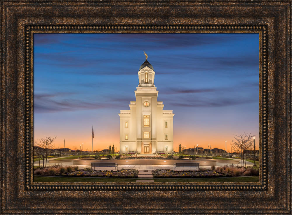Cedar City Temple - Evening Glow by Robert A Boyd