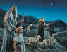 Shepherds from Luke 2 account of the nativity pointing at the new star.