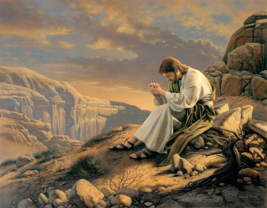 Christ praying in the wilderness as he prepares for his ministry.