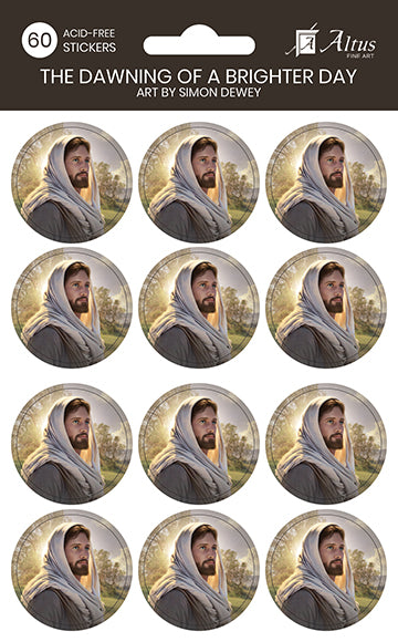 The Dawning of a Brighter Day circle sticker pack of 60