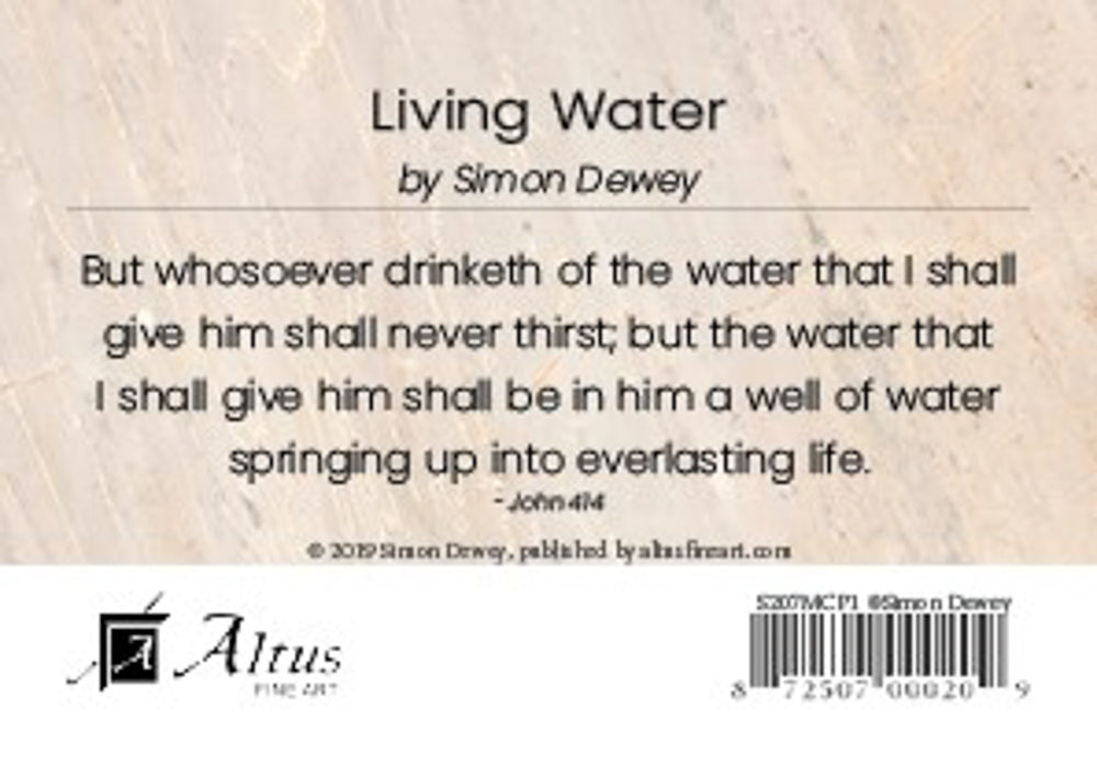 Living Water' by Simon Dewey. Depicts John 4:14 verse. Serene water scene symbolizing everlasting life.