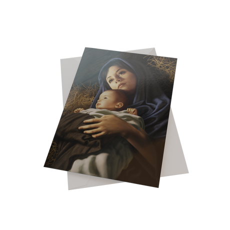 A card featuring a painting of Mary and Baby Jesus, part of Simon Dewey's Boxed Christmas Cards collection.