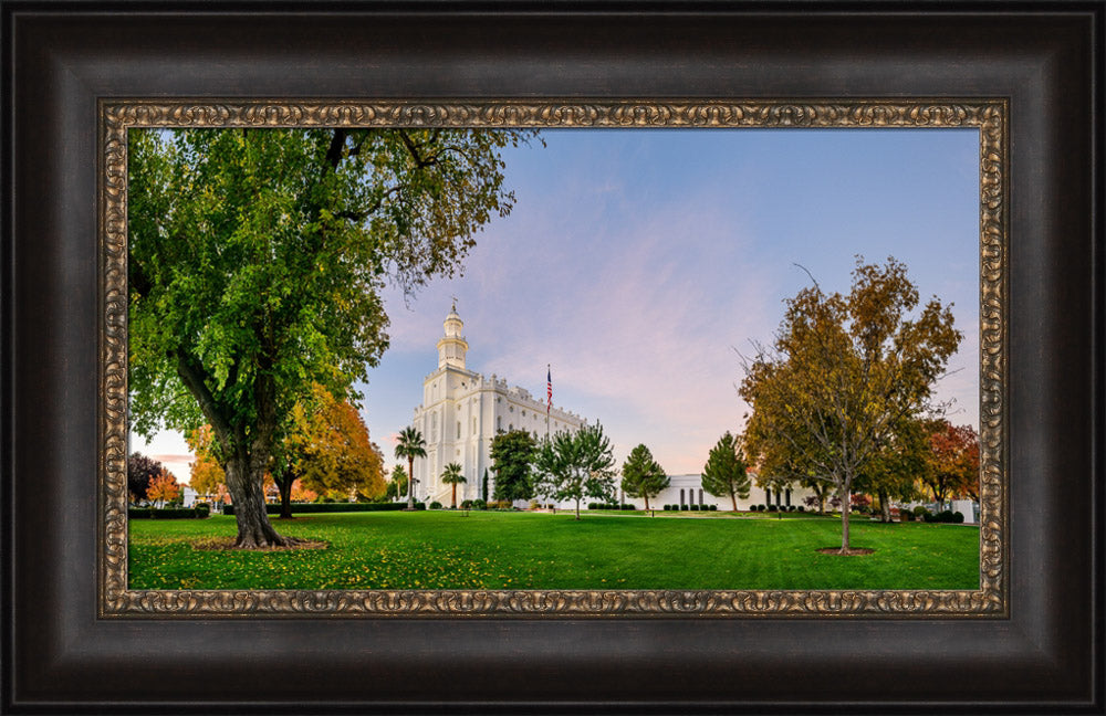 St George Temple - Green and Blue in Fall by Scott Jarvie