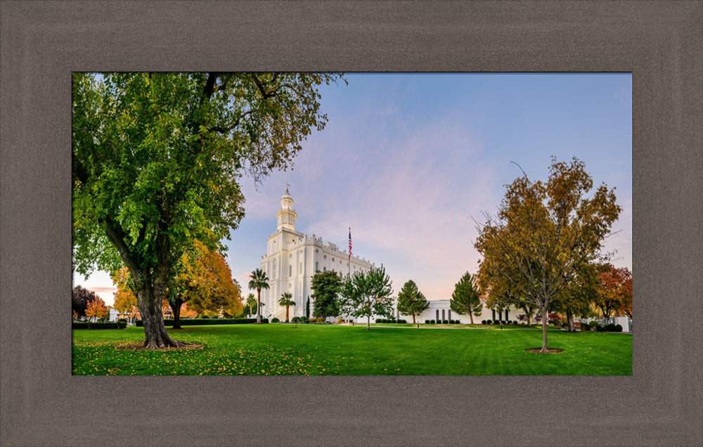 St George Temple - Green and Blue in Fall by Scott Jarvie
