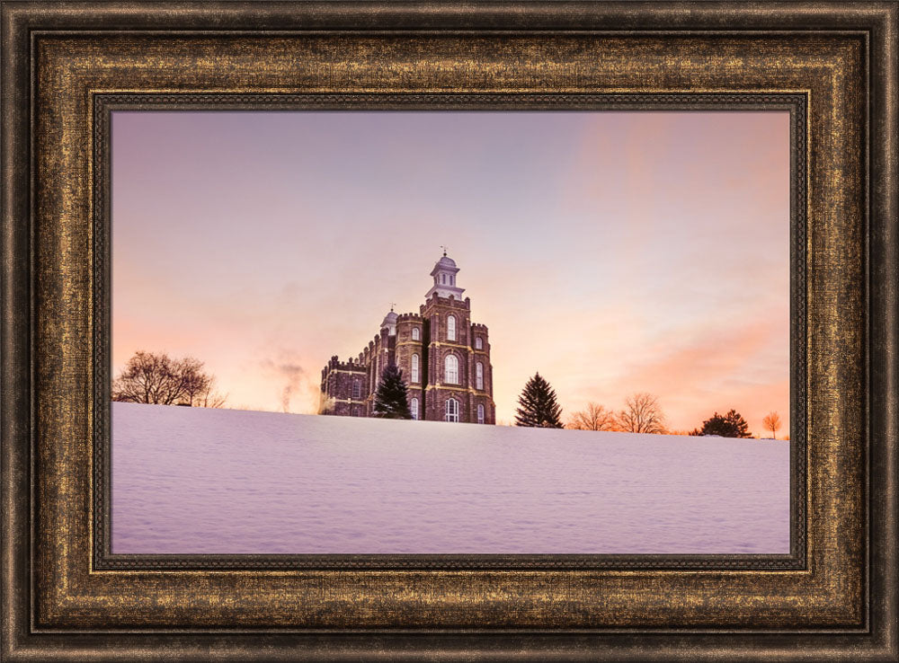 Logan Temple - Sunrise in the Snow by Scott Jarvie