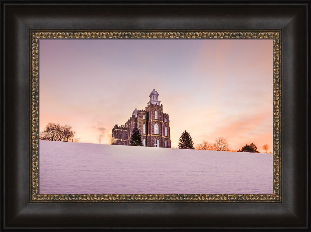 Logan Temple - Sunrise in the Snow by Scott Jarvie