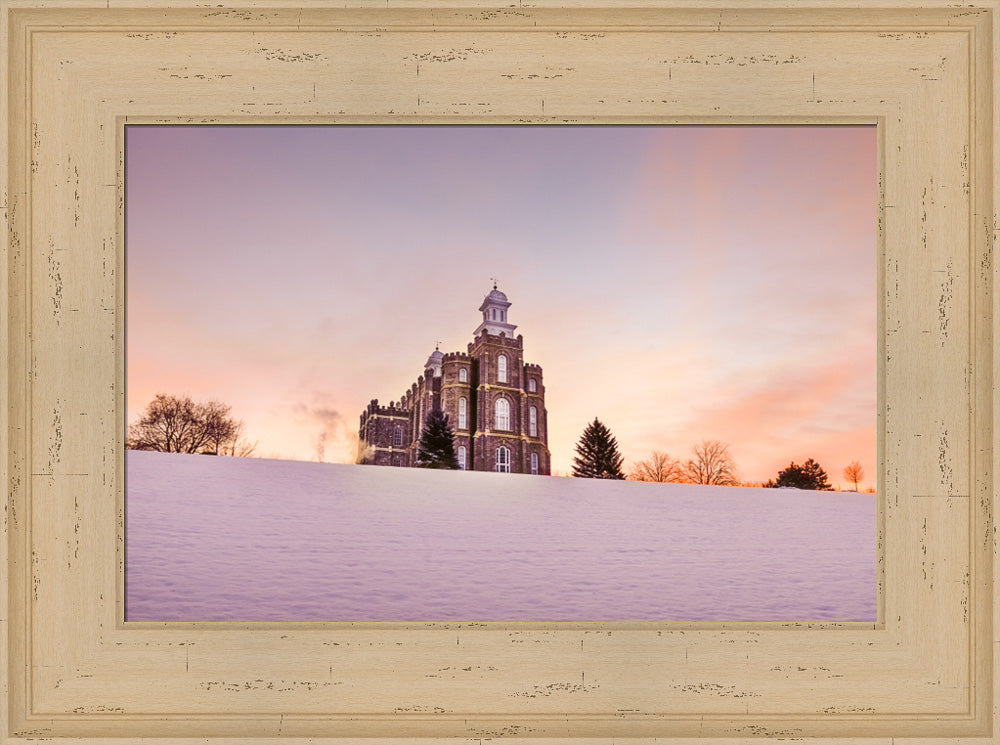 Logan Temple - Sunrise in the Snow by Scott Jarvie