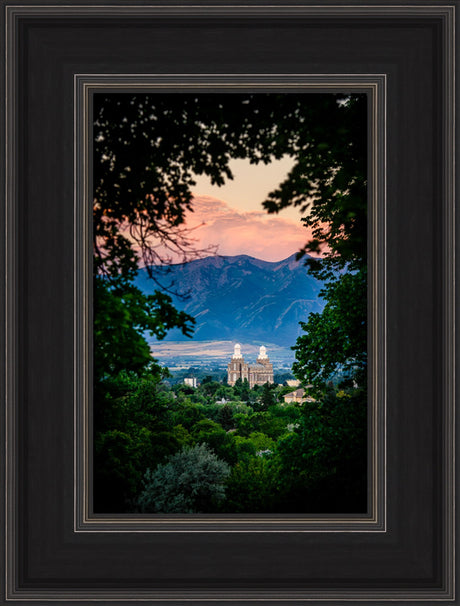 Logan Temple - Framed by Trees by Scott Jarvie