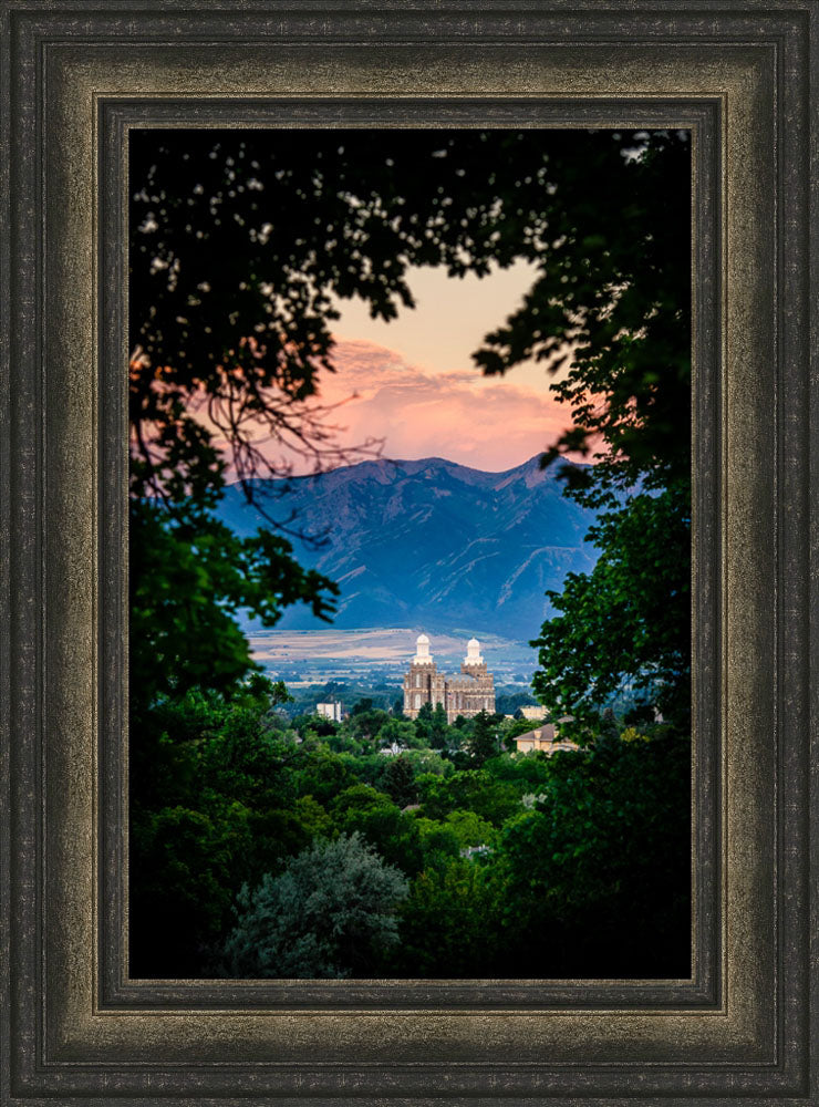 Logan Temple - Framed by Trees by Scott Jarvie