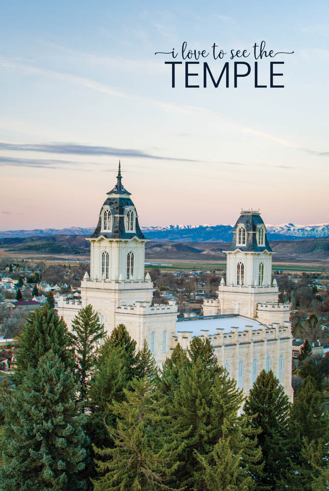 Manti Temple - Above the Trees 12x18  repositionable poster