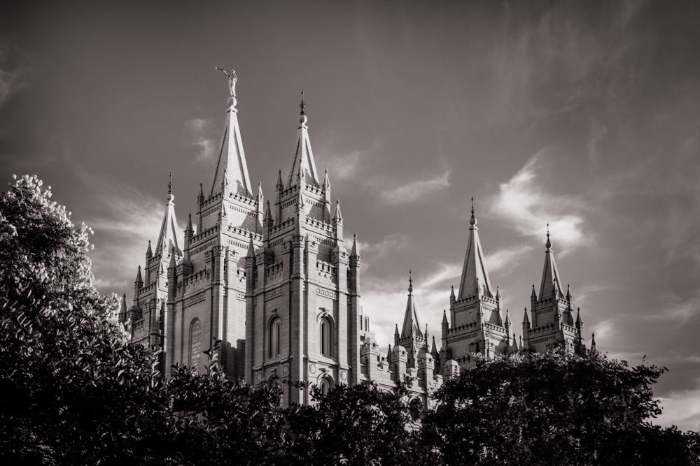 Salt Lake Temple - Black and White by Scott Jarvie