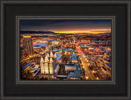 Salt Lake Temple - Sunset Cityscape by Scott Jarvie