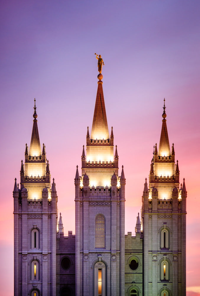 Salt Lake Temple - Pink Spires by Scott Jarvie