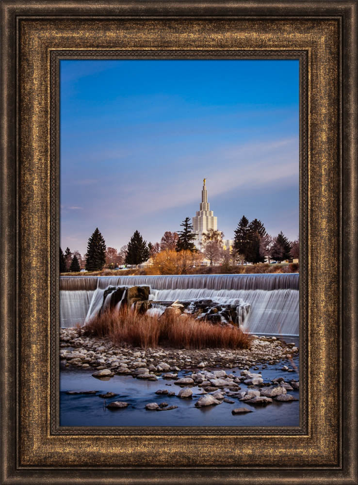 Idaho Falls Temple - From the Falls by Scott Jarvie