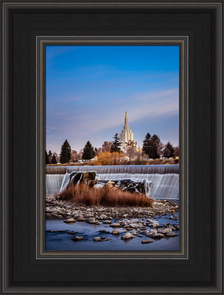 Idaho Falls Temple - From the Falls by Scott Jarvie
