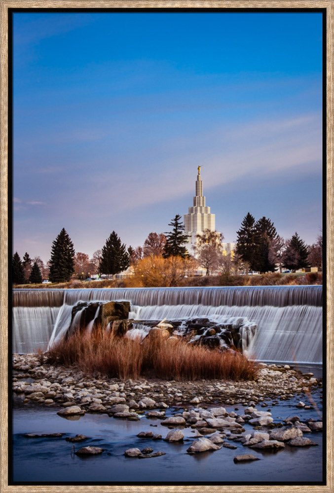 Idaho Falls Temple - From the Falls by Scott Jarvie