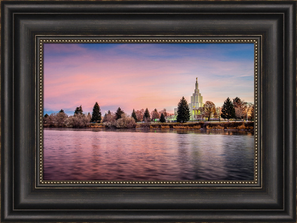 Idaho Falls Temple - River at Sunrise by Scott Jarvie