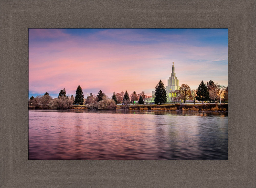 Idaho Falls Temple - River at Sunrise by Scott Jarvie