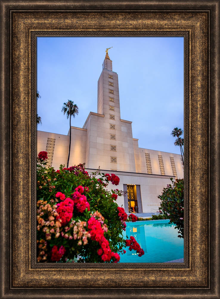 Los Angeles Temple - Red Flowers by Scott Jarvie