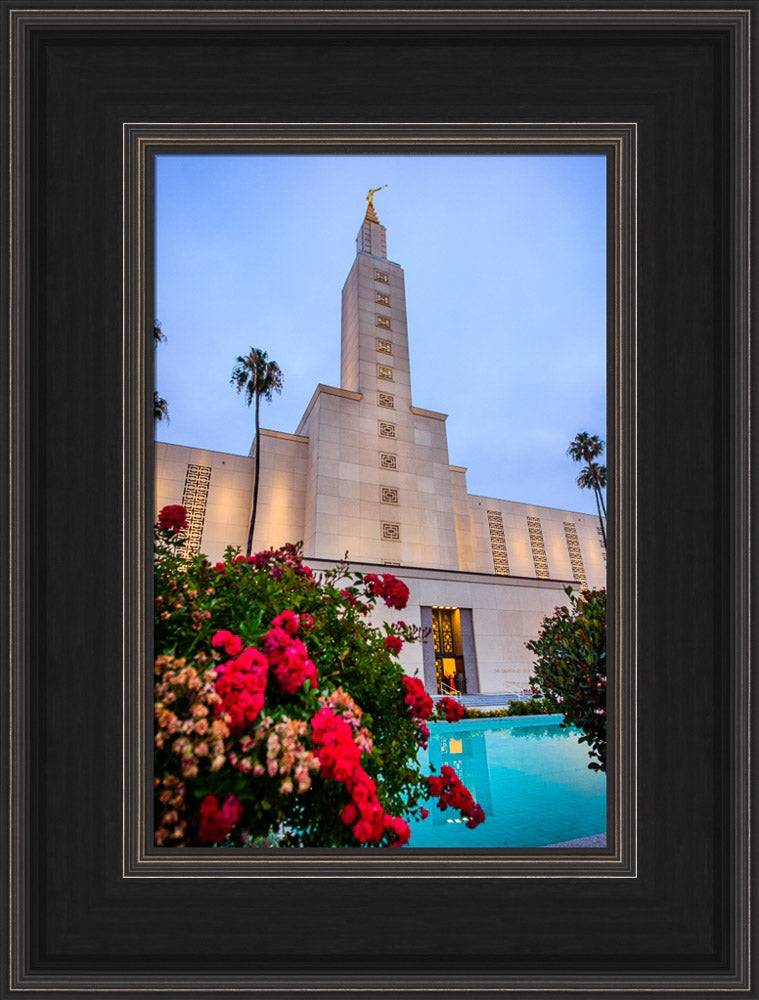 Los Angeles Temple - Red Flowers by Scott Jarvie