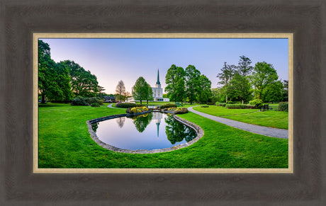 London England Temple - Reflection Pond Panorama by Scott Jarvie