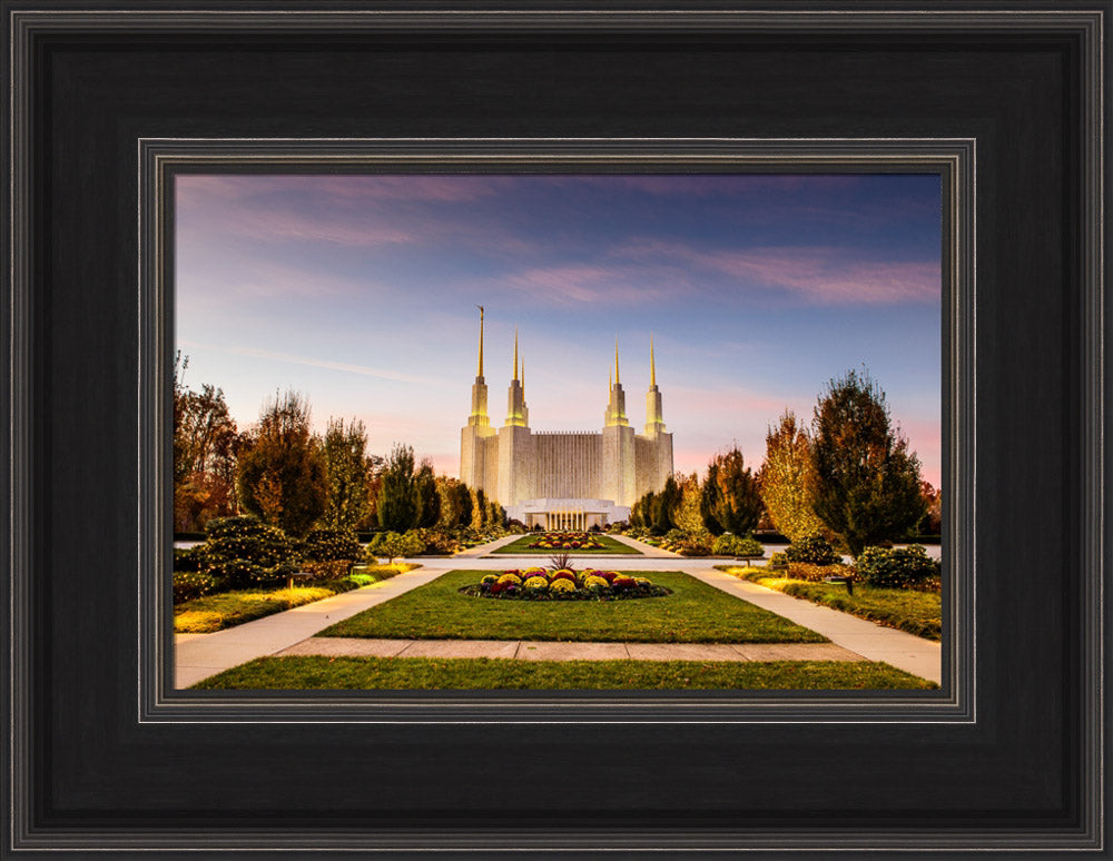 Washington DC Temple - Yellow Christmas Lights by Scott Jarvie