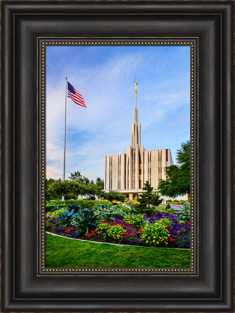 Seattle Temple - Flag by Scott Jarvie