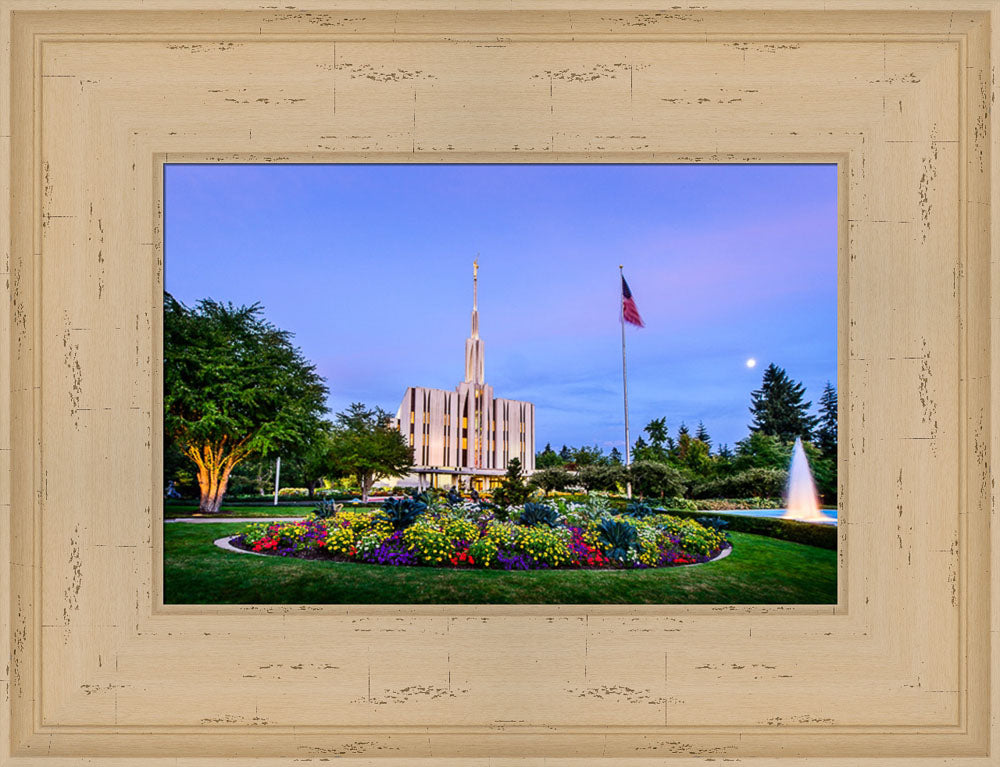 Seattle Temple - Evening Fountain by Scott Jarvie