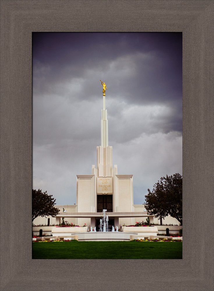 Denver Temple - Stormy Fountain by Scott Jarvie