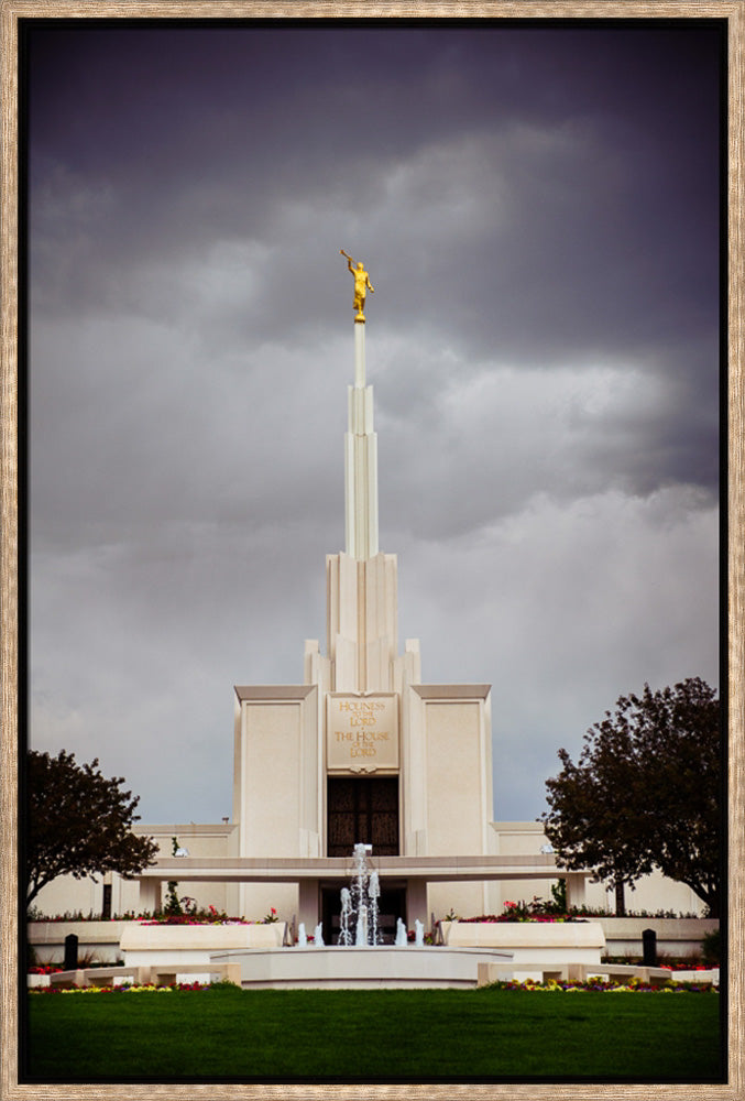 Denver Temple - Stormy Fountain by Scott Jarvie