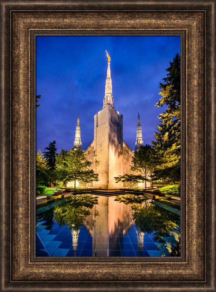 Portland Temple - Reflections in Blue by Scott Jarvie